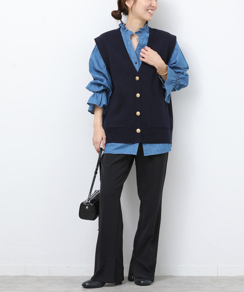 美品✨人気✨ジャーナルスタンダードレリューム　T/Wギャバネイビージレ　ベスト JOURNAL STANDARD relume（ジャーナルスタンダード レリューム