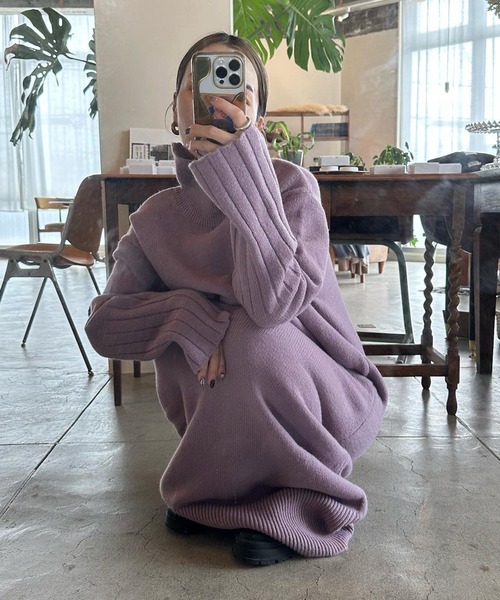 select MOCA by son」 ニットワンピース FREE ブラック レディース