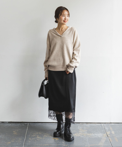 「NOBLE」 長袖ニット - グレー レディースの画像