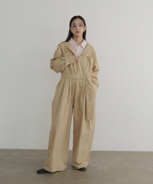 hellam（ヘラム） サロペット オーバーオール パイピングジャンプ