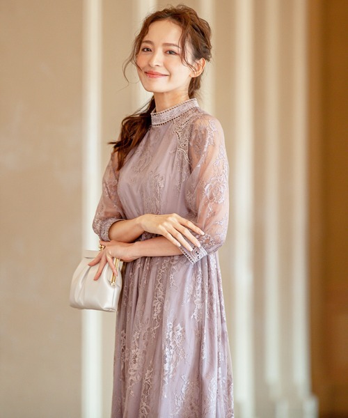 「Kana」 7分袖ワンピース LL ベージュ系その他 レディース_画像2