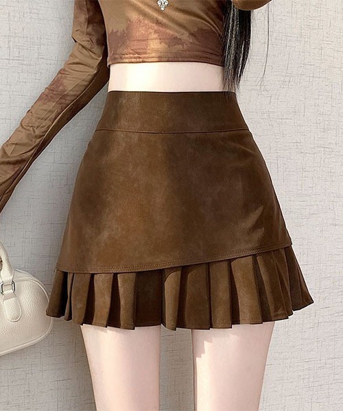 gossip!ロサンゼルス スカート レイヤリングスエードプリーツ ハイ