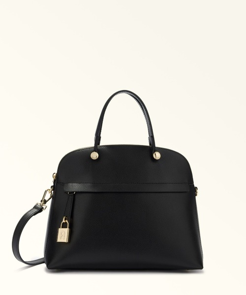 美品 FURLA パイパー Mサイズ2wayハンドバッグ ブラック FURLA（フルラ） ハンドバッグ パイパー (Furla Piper) ハンドバッグ M