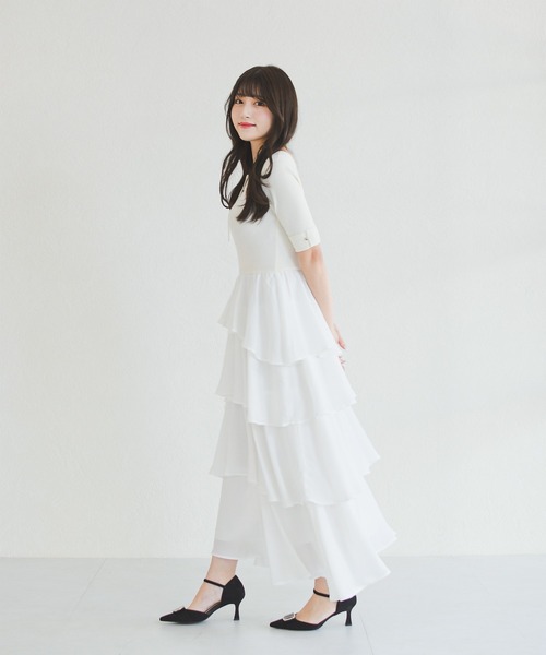 MISCH MASCH フロントリボンティアードフリルロングワンピース MISCH MASCH（ミッシュマッシュ） ワンピース 2026春夏新作 ZOZO限定