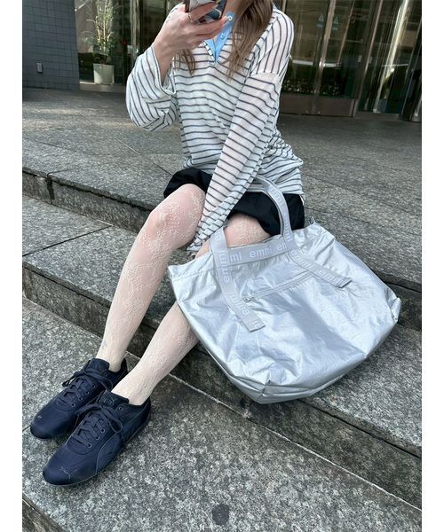 emmi トートバッグ 「ONLINE限定」撥水emmiロゴビックトートバッグ