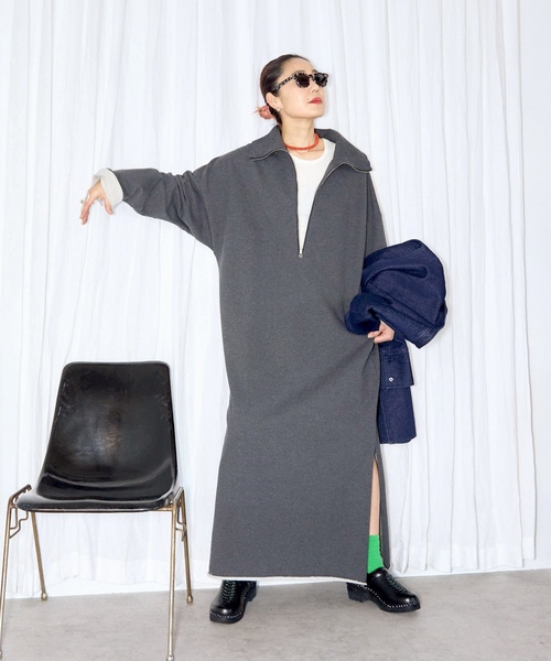 「CITYSHOP」 長袖ワンピース 38 グレー レディースの画像