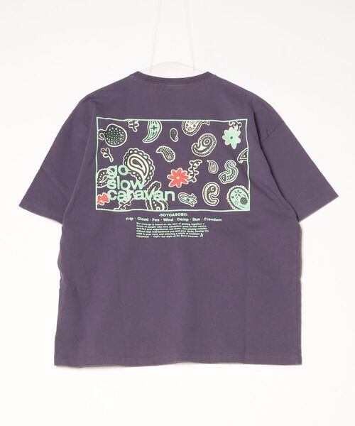「go slow caravan」 ワンポイント半袖Tシャツ 3 パープル メンズ_画像2