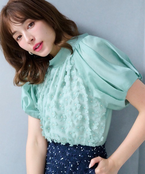 ブラウス シャツ フローラルトップス レディースの画像