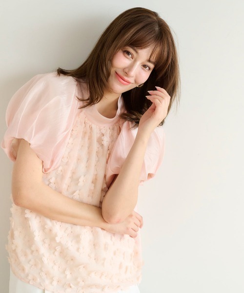 ブラウス シャツ フローラルトップス レディースの画像