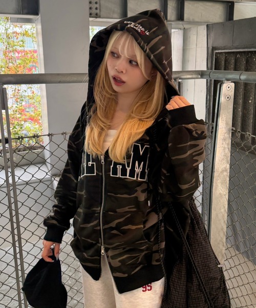 ANOTHER BRANCH OLIVE des OLIVE パーカー 配色BIGロゴZIP