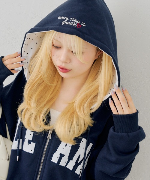 ANOTHER BRANCH OLIVE des OLIVE パーカー 配色BIGロゴZIP