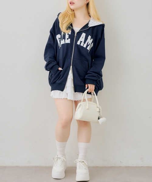 FR2GOLF パーカー　レディース　S ANOTHER BRANCH OLIVE des OLIVE パーカー 配色BIGロゴZIP