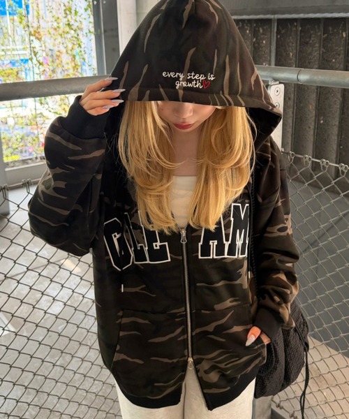 ANOTHER BRANCH OLIVE des OLIVE パーカー 配色BIGロゴZIP