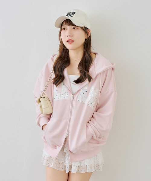 ANOTHER BRANCH OLIVE des OLIVE パーカー 配色BIGロゴZIP
