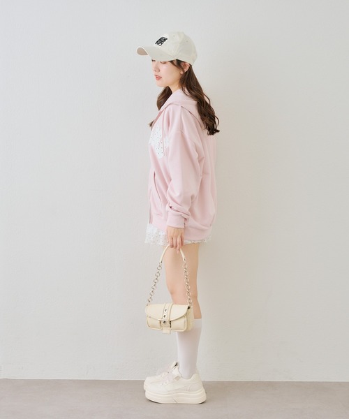 FR2GOLF パーカー　レディース　S ANOTHER BRANCH OLIVE des OLIVE パーカー 配色BIGロゴZIP