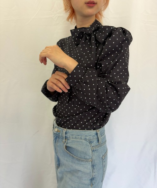 Alite cloth（アリーテクロス） ブラウス シャツ ドットリボン 