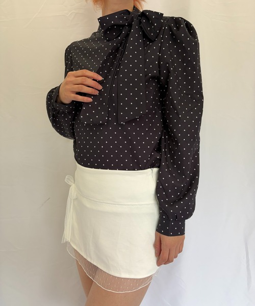 Alite cloth（アリーテクロス） ブラウス シャツ ドットリボン 