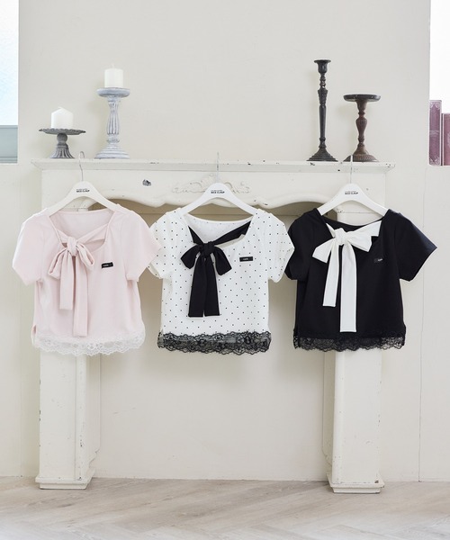 tシャツ 「Lace Collection」リボンテレコTee レディースの画像