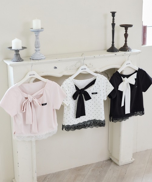 tシャツ 「Lace Collection」リボンテレコTee レディースの画像
