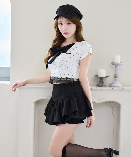 tシャツ 「Lace Collection」リボンテレコTee レディースの画像
