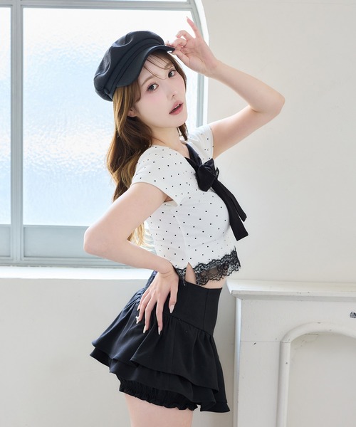 tシャツ 「Lace Collection」リボンテレコTee レディースの画像