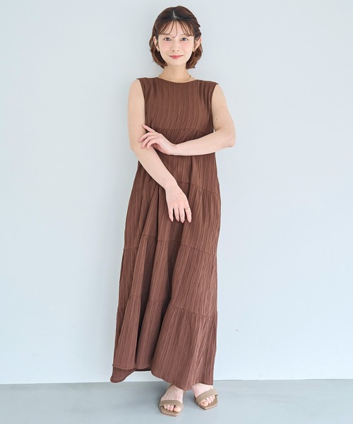mil（ミル） ワンピース 夏 ノースリーブ ティアードワンピース