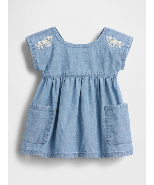 GAP（ギャップ） ワンピース 刺しゅう デニム ポケットワンピース 