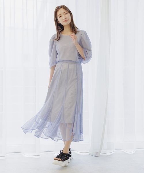 「mysty woman」 半袖ブラウス FREE サックスブルー レディース_画像2