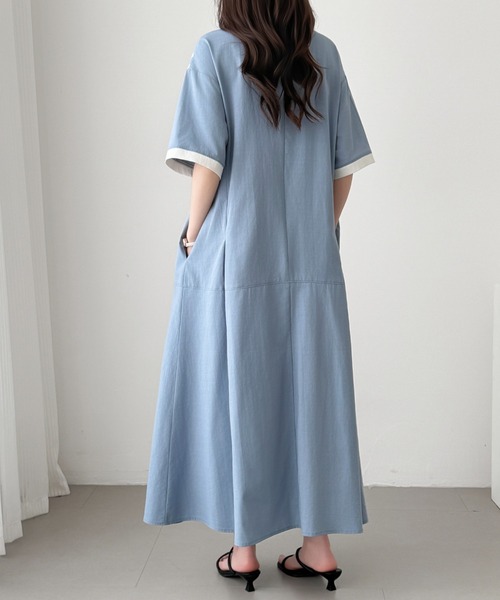 「ABITOKYO」 半袖ワンピース M ブルーグレー レディース_画像7
