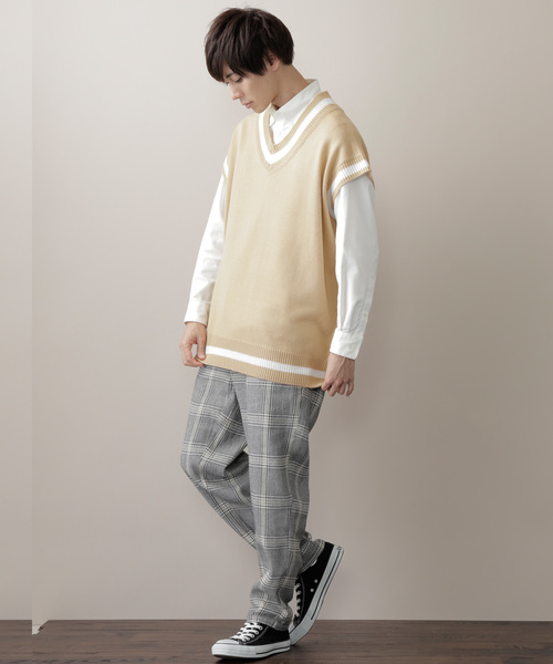 MONO-MART ベスト ジレ ビッグシルエットニットベスト メンズ