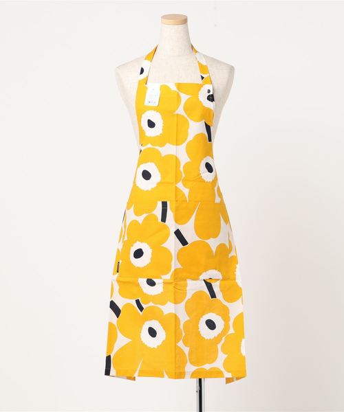 marimekko エプロン　イエロー　新品未使用 Marimekko - 【限定商品】Kestit / 花柄 / エプロン / イエロー
