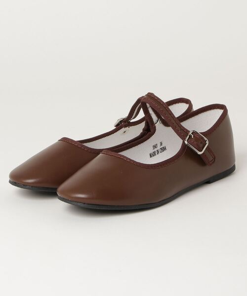 ブラウン　バレエシューズ メリージェーン　ロゴ　靴 バレエシューズ パンプス AAA+Feminine メリージェーンカンフー