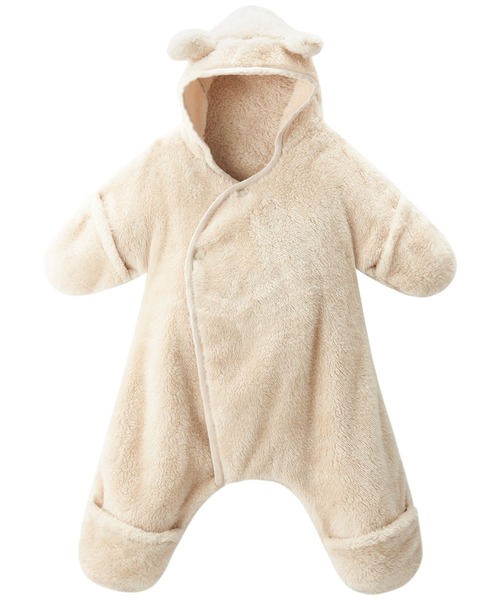 Combi mini おくるみ ふわふわボアくま耳おくるみ（手足カバー付き