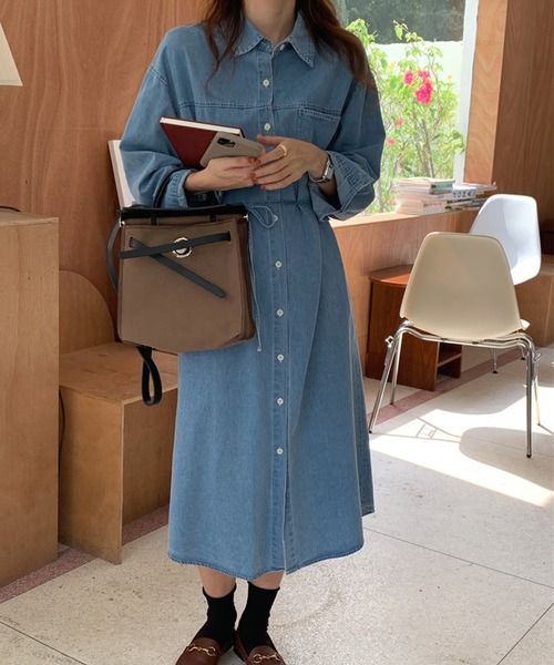 DAY CLOSET ワンピース レディース 長袖デニムシャツワンピース+