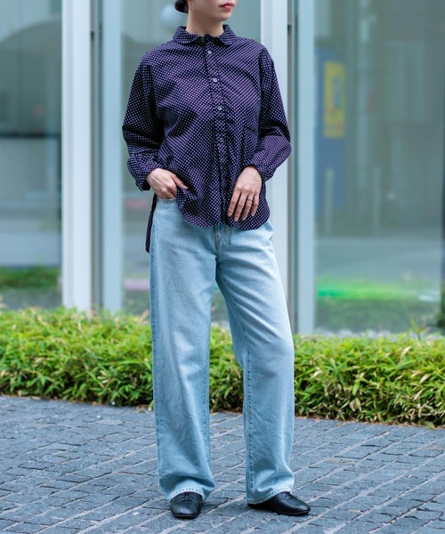 ワイドパンツ ジーンズ デニム デニムパンツ 「D.M.G. / ディーエムジー」 甘織デニム 5Pストレートデニム レディースの画像