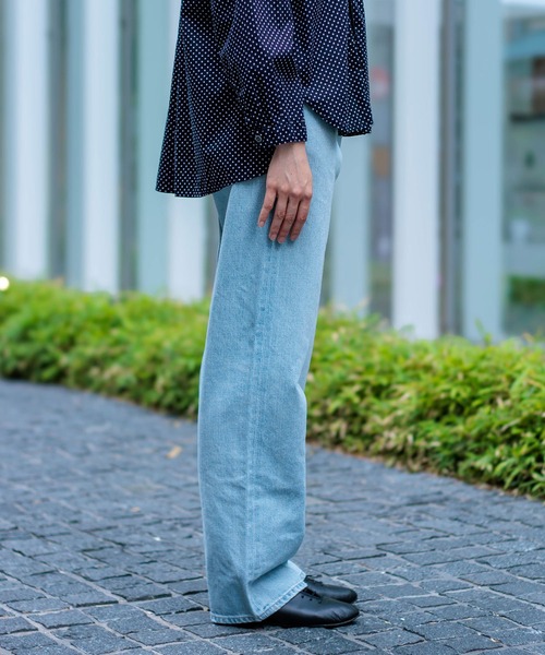 ワイドパンツ ジーンズ デニム デニムパンツ 「D.M.G. / ディーエムジー」 甘織デニム 5Pストレートデニム レディースの画像