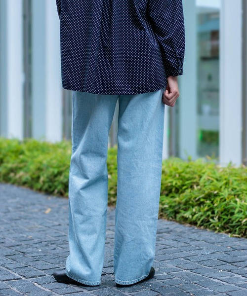 ワイドパンツ ジーンズ デニム デニムパンツ 「D.M.G. / ディーエムジー」 甘織デニム 5Pストレートデニム レディースの画像