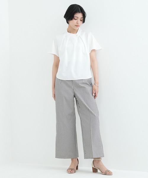 TRUDEA◆半袖ブラウス/M/ポリエステル/BEG/無地/212350 TRUDEA シャツ ブラウス アシメネック半袖ブラウス : ZOZOTOWN