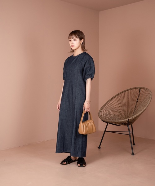 Amiur（エミレ） ワンピース 半袖 back open denim ops / バック 