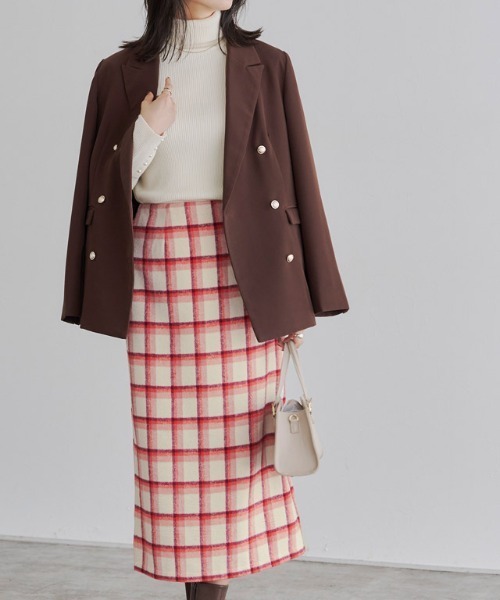 Pierrot（ピエロ） スカート ロング丈ウールタッチチェック柄ロング