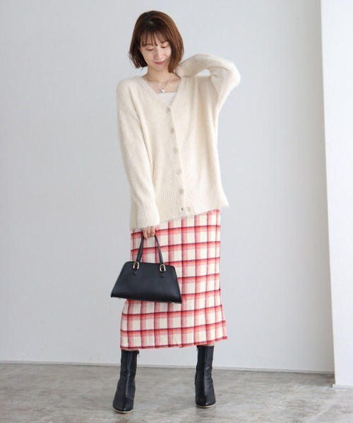 Pierrot（ピエロ） スカート ロング丈ウールタッチチェック柄ロング
