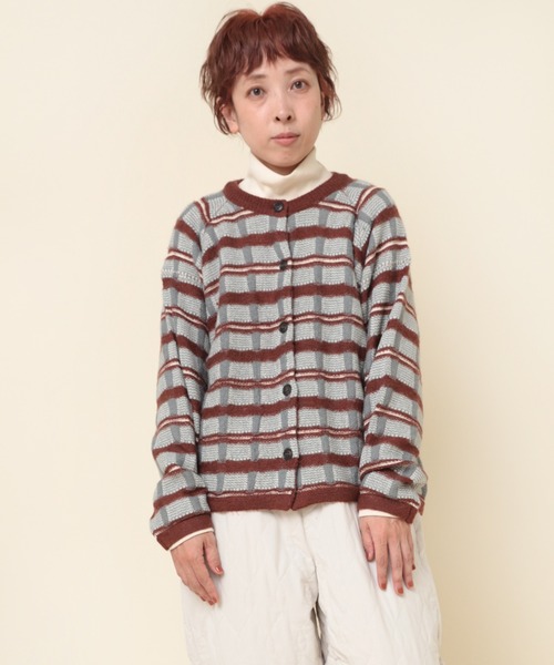 RNA-N カーディガン K2664 モヘアチェックカーディガン レディース