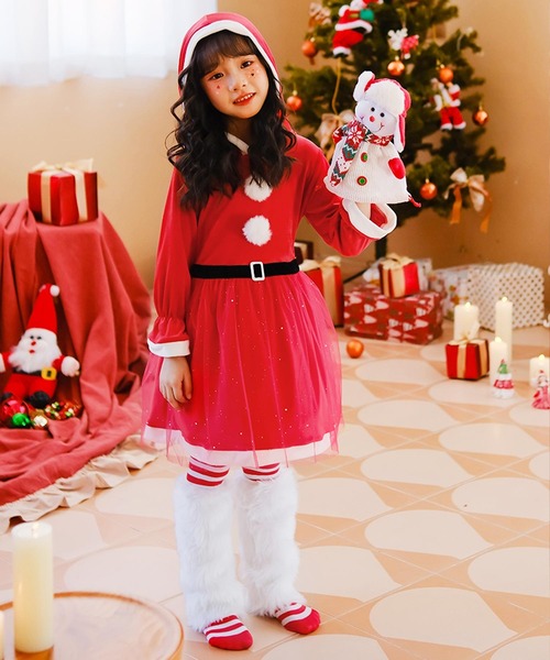 ラボット ワンピース オーバースカート サンタニット帽 ショール 計4