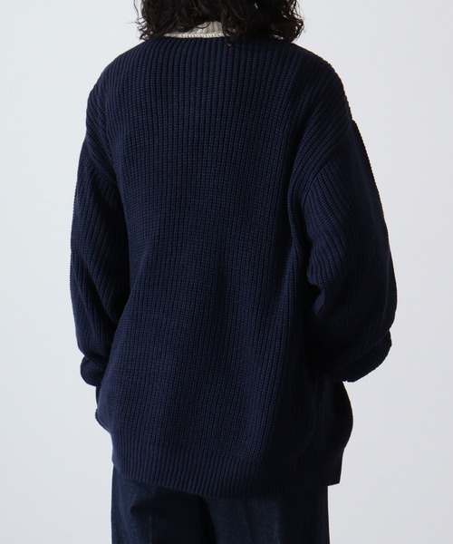 ネイビー リブ編みニットジャケット RED CAP GIRL（レッドキャプガール） セーター ニット リブ編み フル