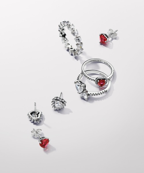 PANDORA（パンドラ） ピアス スパークリング ハート ヘイロー スタッド