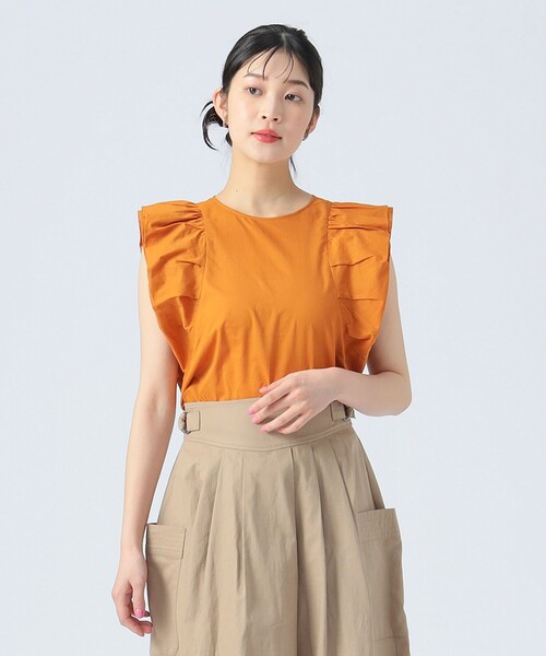 新品◇INDIVI◇大きいサイズ◇ぺプラムバルーンスリーブブラウス 美品【INDIVI】23年 バルーンスリーブブラウス ペプラム ライト