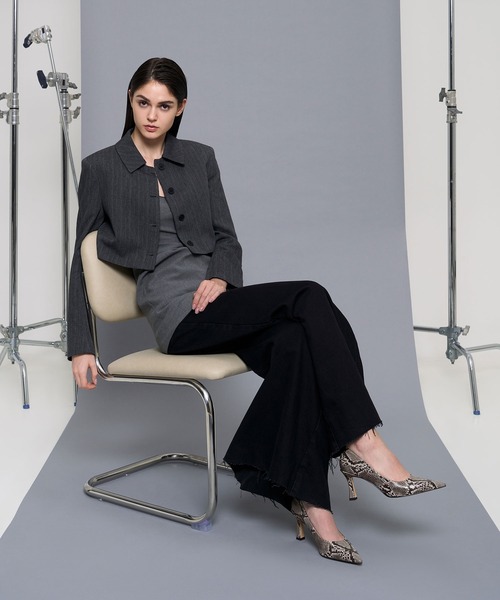 【 charles & keith 】 ポインテッドトゥ フレアヒールパンプス CHARLES ＆ KEITH パンプス フレアヒール ポインデッドトゥ