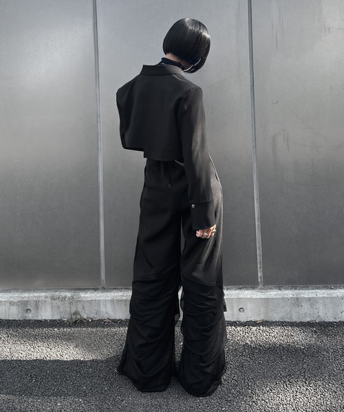 【値下】LVEU.シアースリーブアシンメトリークロップドジャケット&チョーカー シアースリーブアシメクロップドジャケット | LVEU.（ラブユ.）