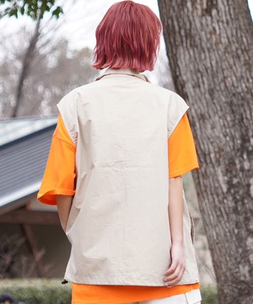 ベスト ジレ 「ムラサキスポーツ限定」THRASHER スラッシャー ベスト ワッペン 刺繍  ビックシルエット THML-24SPJKT01 レディ THRASHER ベスト ジレ 「ムラサキスポーツ限定」THRASHER