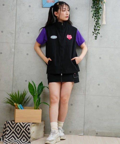 ベスト ジレ 「ムラサキスポーツ限定」THRASHER スラッシャー ベスト ワッペン 刺繍  ビックシルエット THML-24SPJKT01 レディ THRASHER ベスト ジレ 「ムラサキスポーツ限定」THRASHER